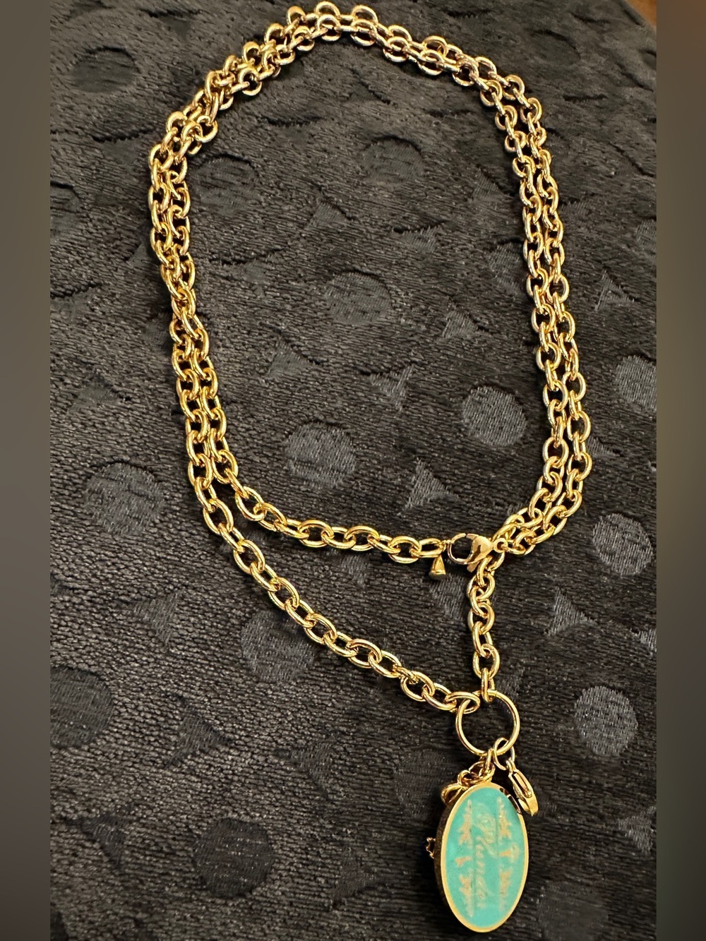 Gold-Tone Chain Vanessa Necklace with Turquoise Pendant*Plunder*Brand new in box - Picture 2 of 4
